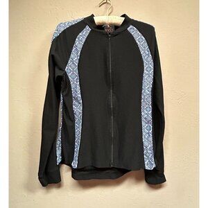 Sheila Moon Women's Zip-Up Cycling Shirt Jacket Size Large Black Stretch